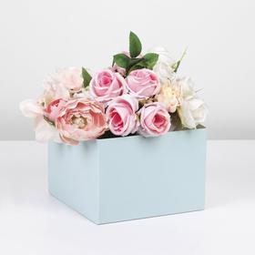 Коробка для цветов с PVC крышкой, мятная, 17 х 17 х 12 см Ош