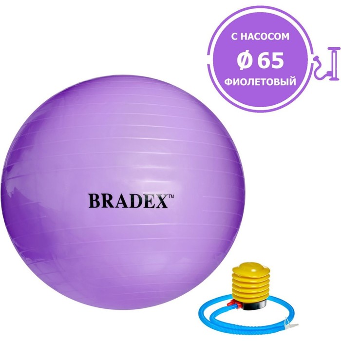 Фитбол Bradex «ФИТБОЛ-65» d=65 см, с насосом, фиолетовый цена и фото