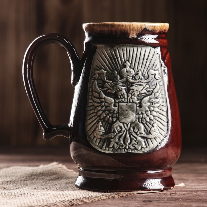 Кружка для пива "Россия" коричневая, 1 л
