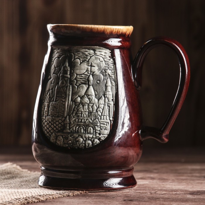 Кружка для пива "Россия" коричневая, 1 л