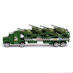 

Грузовик инерционный «Военный автовоз» с 4 танками