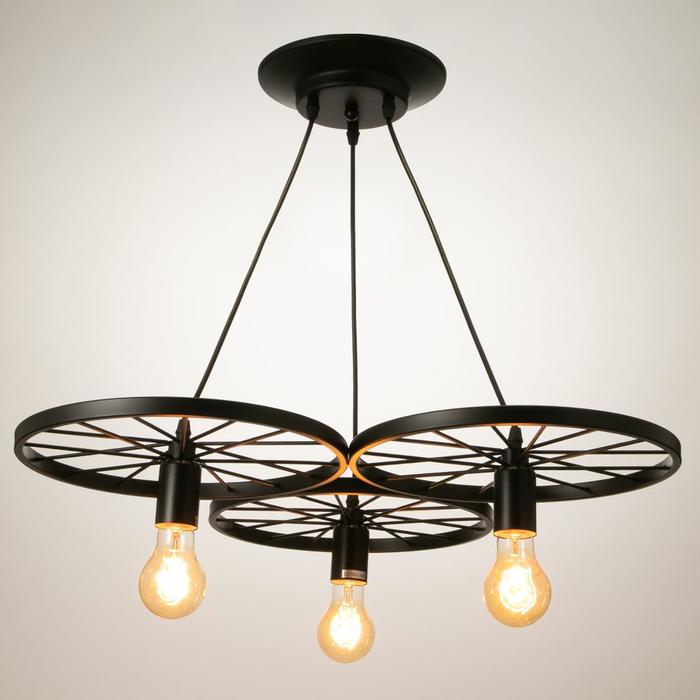 фото Светильник "колесо" 3хe27 40вт черный 60х30х10-110 см bayerlux