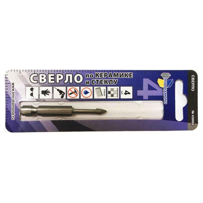 

Сверло по керамике и стеклу перьевое TRIO-DIAMOND, 4 x 23 мм, шестигранный хвостовик