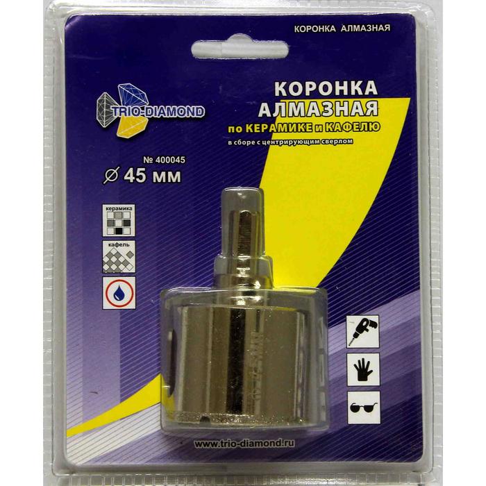 

Коронка алмазная по керамограниту TRIO-DIAMOND, цилиндрический хвостовик, 45 × 40 мм