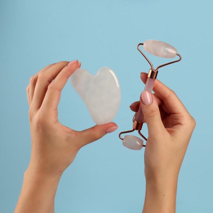 Набор массажёров для лица и зоны декольте 2 предмета цвет розовыйбелый 44900₽