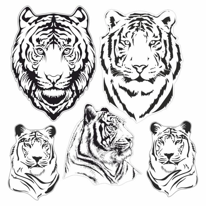 фото Набор автомобильных наклеек "тигры черно-белые", 25 х 25 см арт рэйсинг