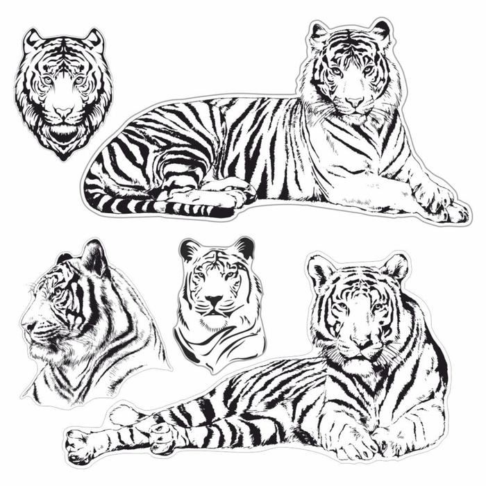фото Набор автомобильных наклеек "тигры черно-белые", 25 х 25 см арт рэйсинг