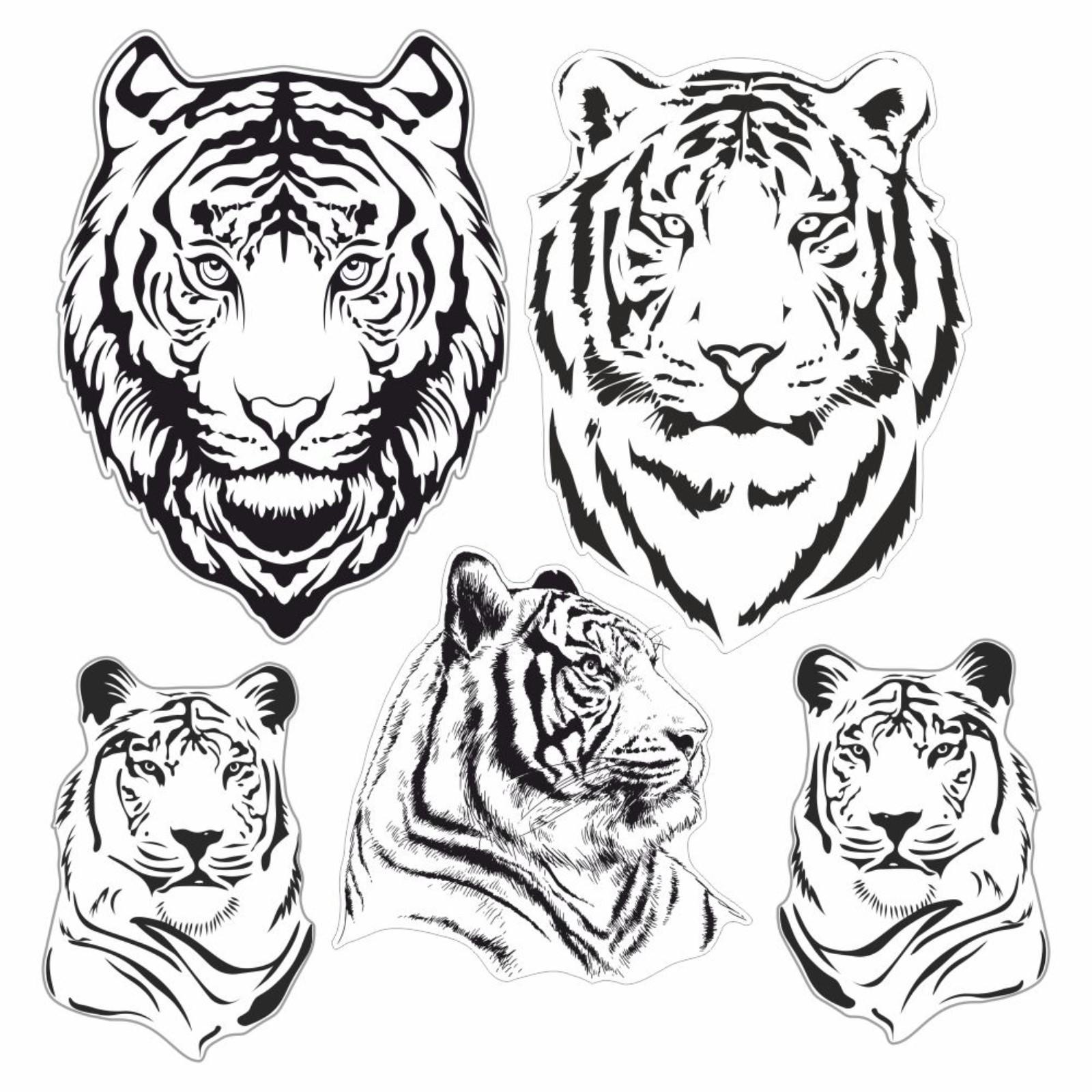 Наклейка тигр черно белая