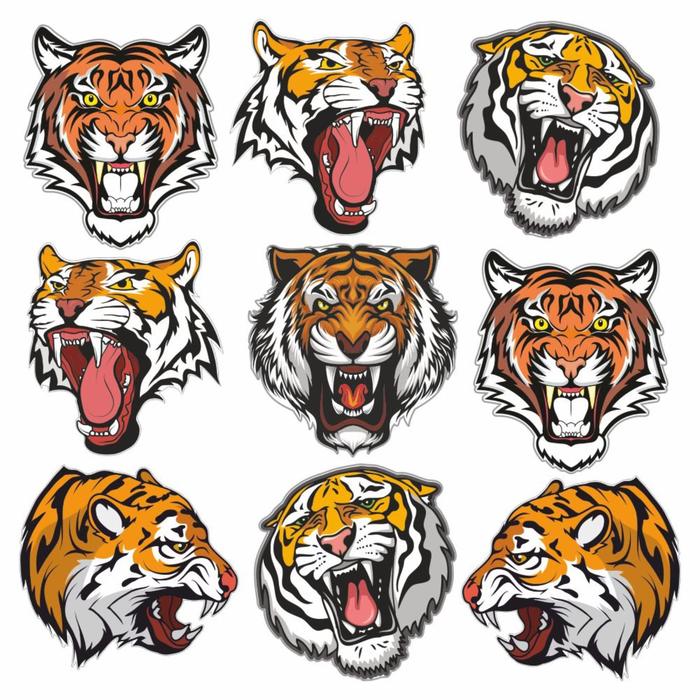 фото Набор автомобильных наклеек "тигры", 37,5 х 37,5 см арт рэйсинг
