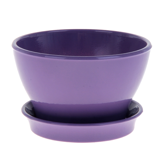 Кашпо "Ксения" фиалочница, глянец, сиреневое, 0,5 л