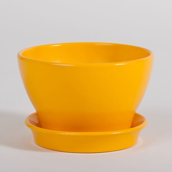 Кашпо "Ксения" фиалочница, глянец, жёлтое, 0,5 л