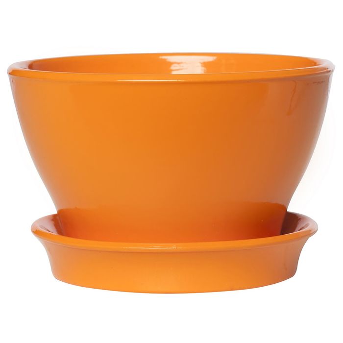 Кашпо "Ксения" фиалочница, глянец, оранжевое, 0,5 л
