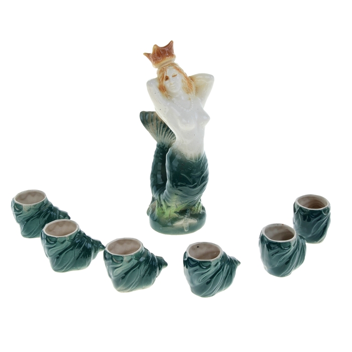 Штоф с рюмками "Русалка" цветной, 7 предметов, 0,75 л/ 0,1 л