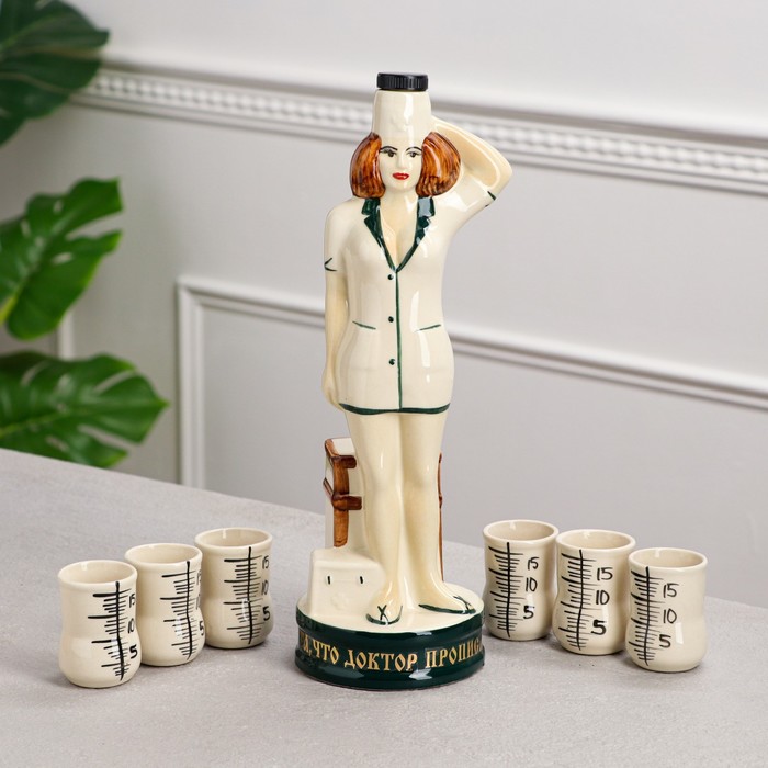 фото Набор для коньяка "медсестра", 7 предметов в наборе, 0,6 л/0.05 л керамика ручной работы