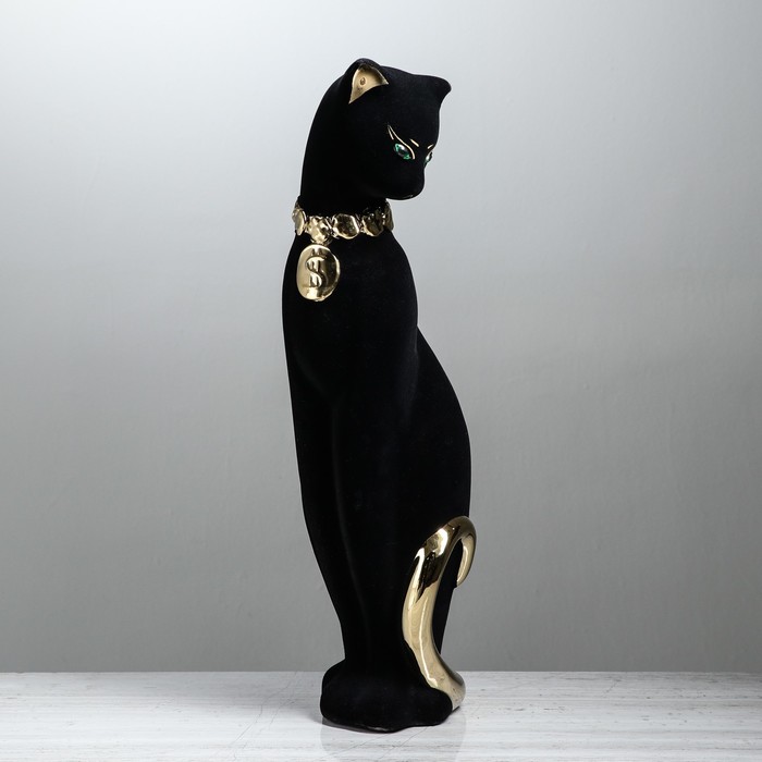 Копилка "Кошка Багира с долларом" флок, большая, булат