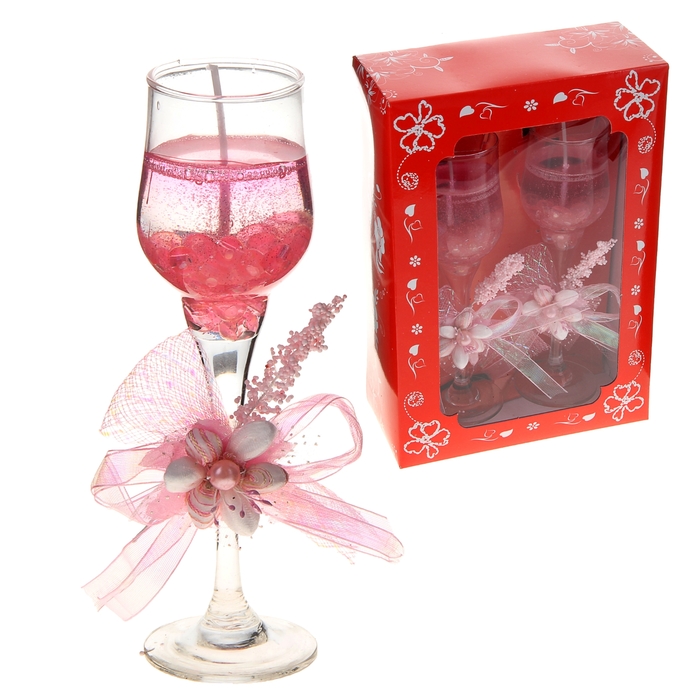 Свечи гелевые (набор 2 шт) "Цветок", цвет розовый