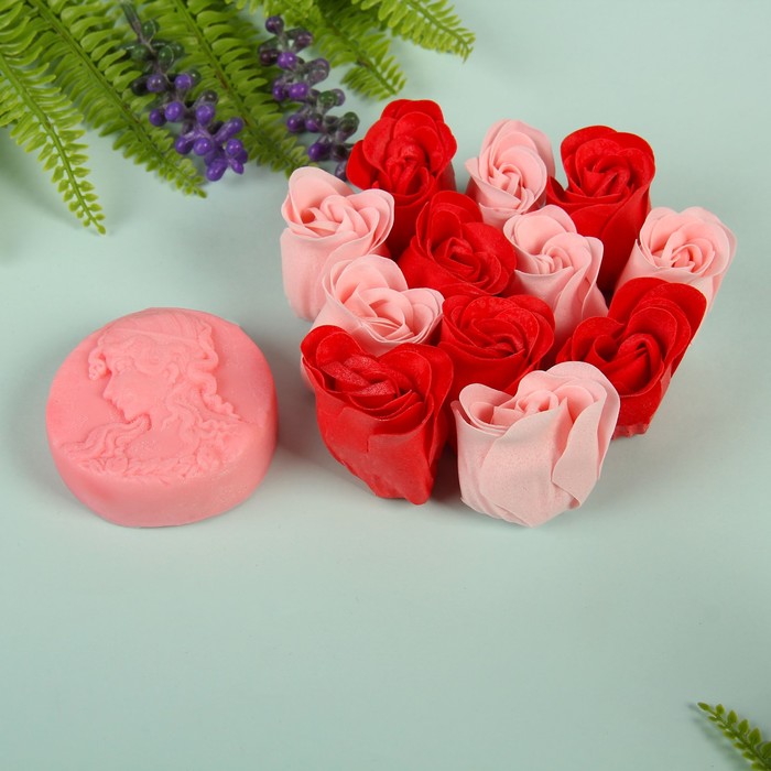 Набор подарочный "Камея": мыльные лепестки, мыло сувенирное 60 гр, аромат роза
