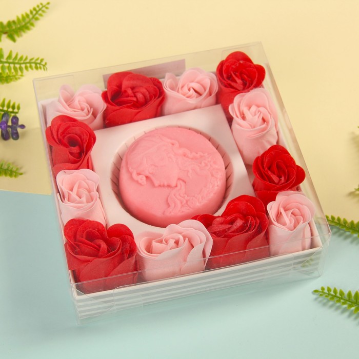 Набор подарочный "Камея": мыльные лепестки, мыло сувенирное 60 гр, аромат роза