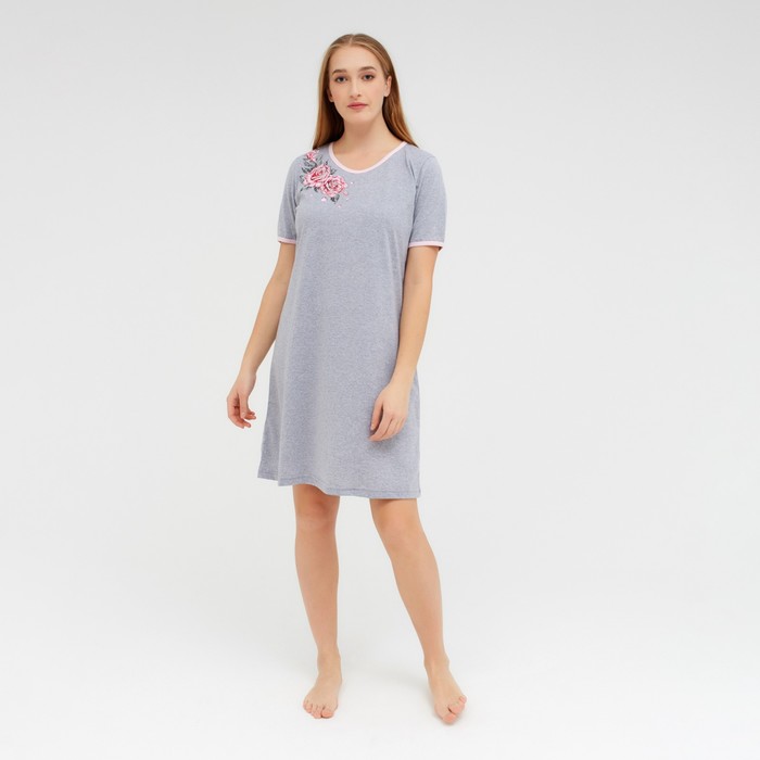 Ночная сорочка женская, цвет серый меланж, размер 56