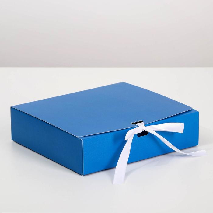 коробка складная подарочная теропром 7120264 текстура 20 × 18 × 5 см Коробка подарочная складная, упаковка, «Синяя», 20 х 18 х 5 см