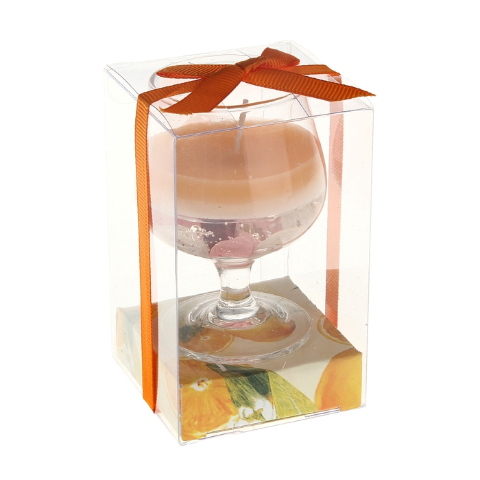 Свеча восковая+гелевая "Бокал", аромат апельсин