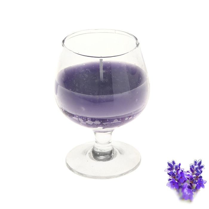 Свеча восковая+гелевая "Бокал", аромат лаванда