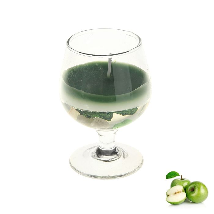 Свеча восковая+гелевая "Бокал", аромат яблоко