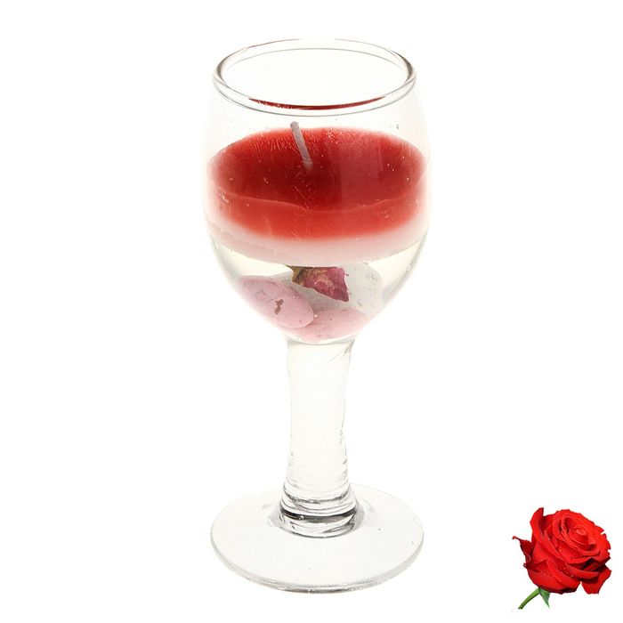 Свеча восковая+гелевая "Рюмка", аромат роза