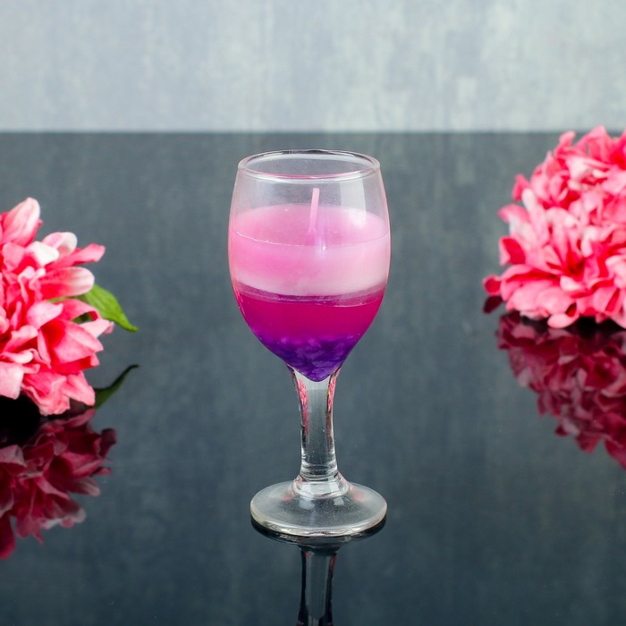 Свеча восковая+гелевая "Рюмка", аромат лаванда