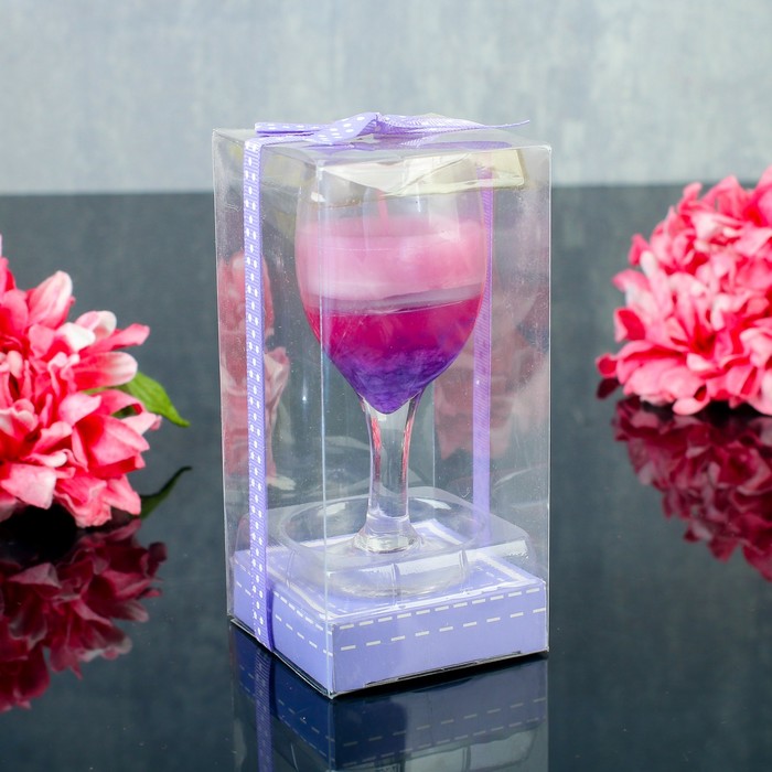 Свеча восковая+гелевая "Рюмка", аромат лаванда