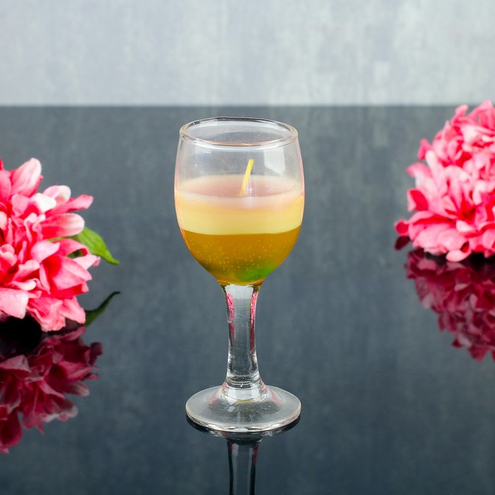 Свеча восковая+гелевая "Рюмка", аромат яблоко