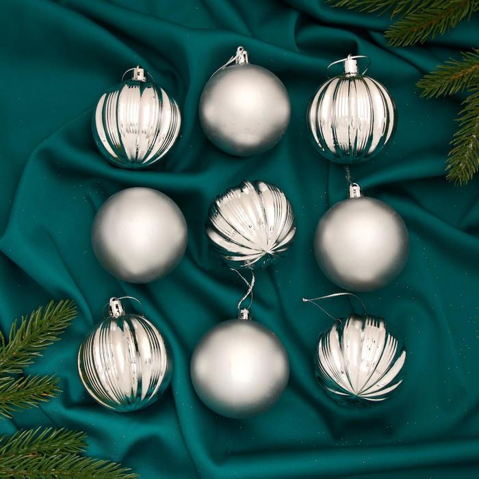 фото Набор шаров пластик d-6 см, 9 шт "венера" серебро зимнее волшебство