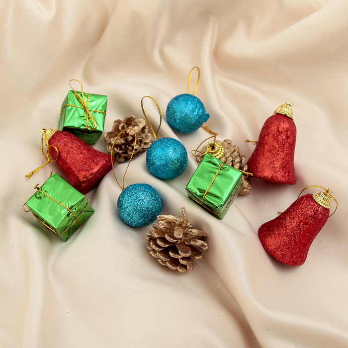 Ёлочные игрушки "Колокольчики и шишки" (набор 12 шт.)
