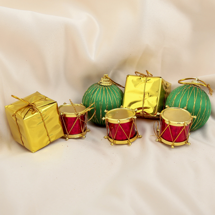 Ёлочные игрушки "Барабаны и подарки" (набор 7 шт.)