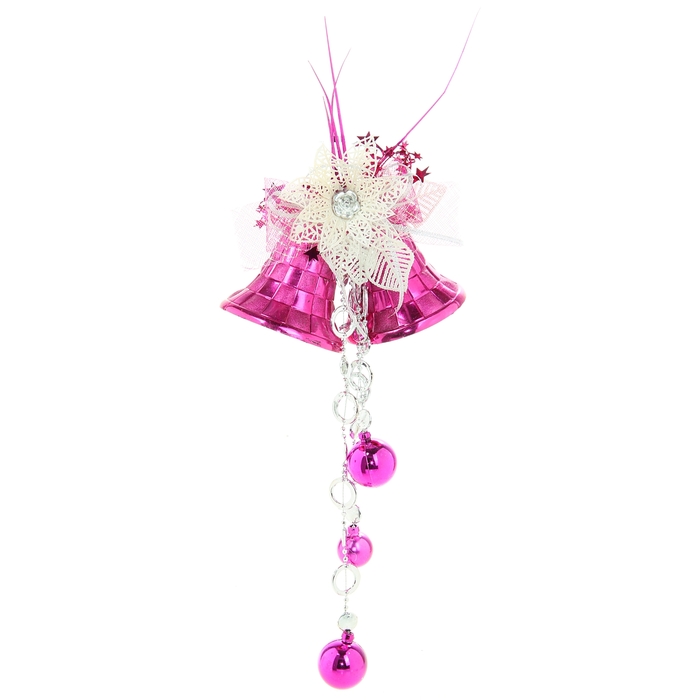 Новогоднее украшение "Малиновые колокольчики в шашечку"