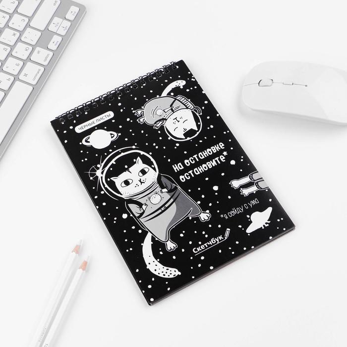 Скетчбук с чёрными листами «На остановке остановите» А5 40 л 100 г/м 7155921