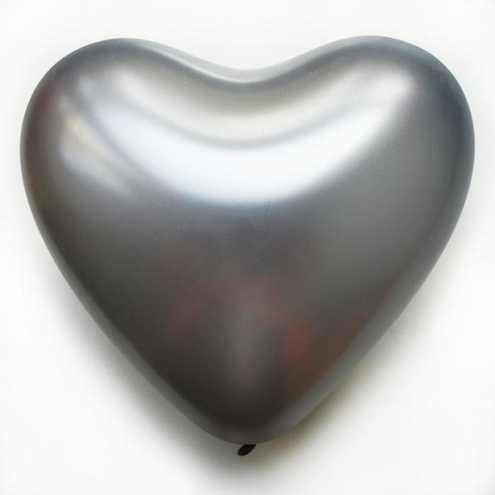 фото Шар латексный 12" сердце хром сатин, платина, набор 5шт. everts