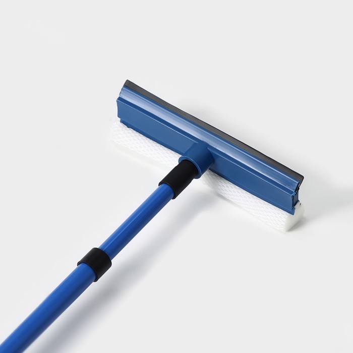 Окномойка с телескопической металлической окрашенной ручкой и сгоном Доляна, 20×49(75) см, поролон, цвет синий