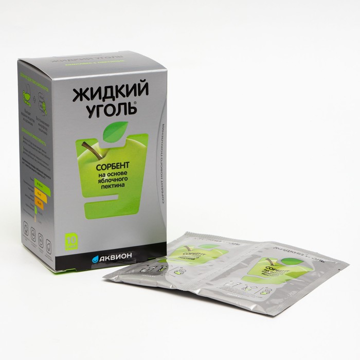 

Комплекс с пектином Жидкий уголь, 10 саше, сорбент на основе яблочного пектина