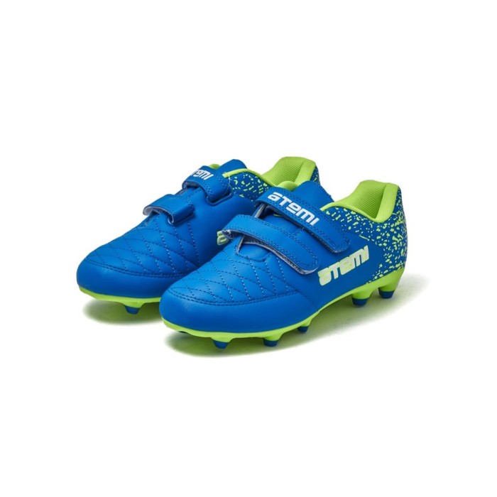 Бутсы футбольные Atemi SD150 MSR, синтетическая кожа, голубой, салатовый, размер 29
