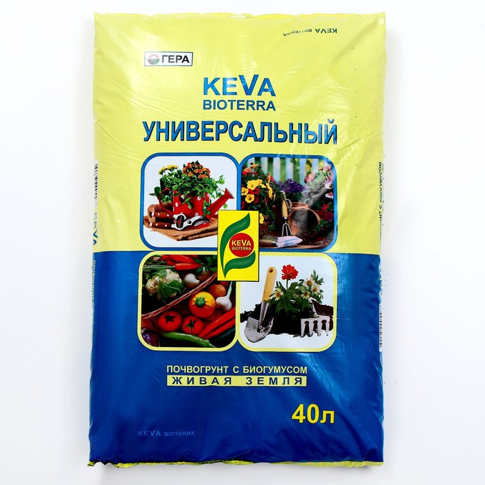 Почвогрунт KEVA BIOTERRA, Универсальный, 40 л почвогрунт гера keva bioterra универсальный 10 л 3 кг