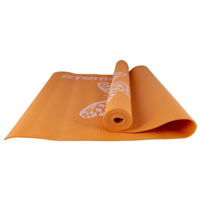 Коврик для йоги и фитнеса Atemi AYM01PIC, ПВХ, 173х61х0,4 см, оранжевый с рисунком товары для йоги atemi коврик для йоги и фитнеса с рисунком 173x61x0 4 см
