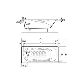 

Ванна чугунная Roca Malibu 2333G0000, 170 x 70 см, прямоугольная, без ножек, белая