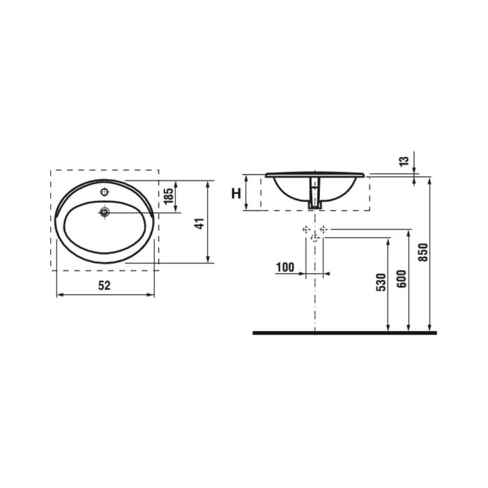 

Раковина Rosa Adora 56 327203000, 560 х 475 мм, врезная, белый