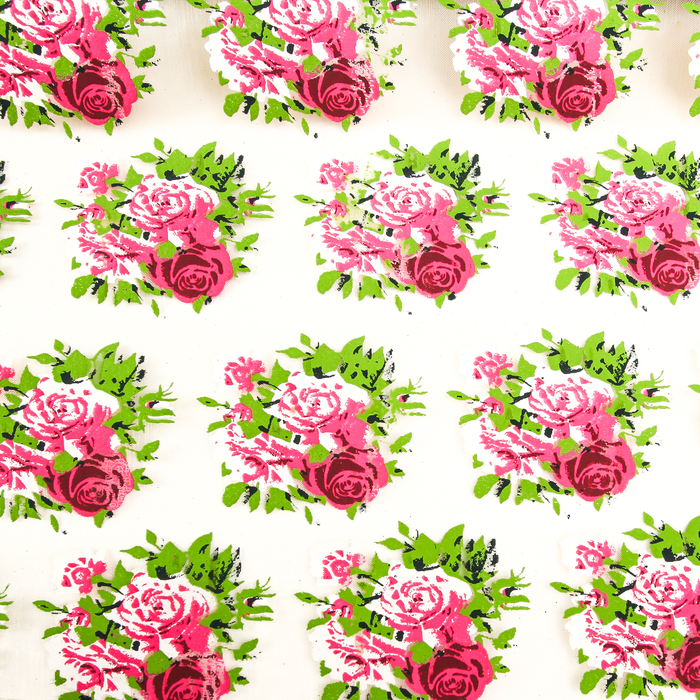 Органза "Букет роз", цвет золото