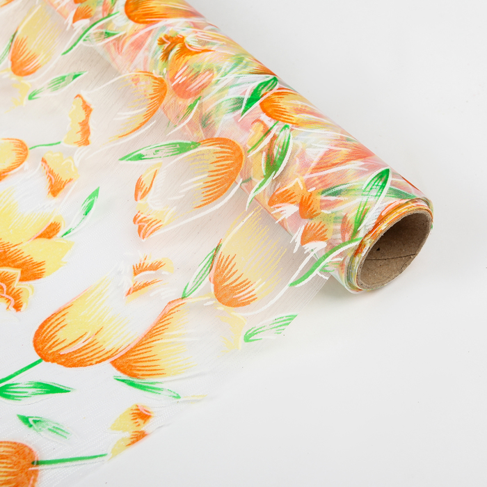 Органза "Тюльпаны", белый, 0,48 х 4,5 м