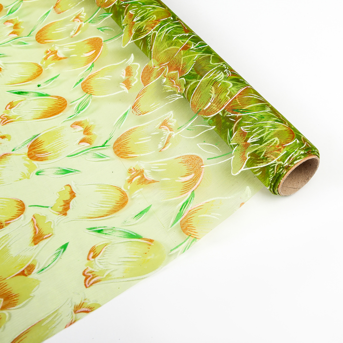 Органза "Тюльпаны", зелёный, 0,48 х 4,5 м