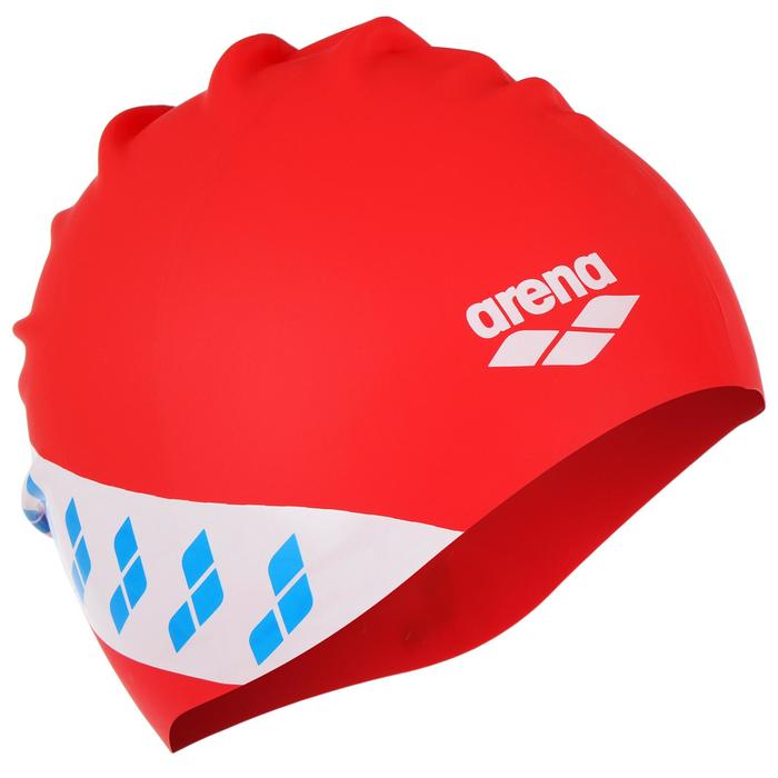 фото Шапочка для плавания arena team stripe cap, 001463477, цвет красный, силикон