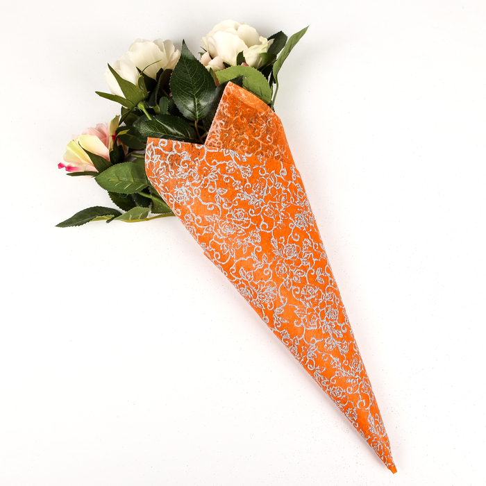 Флизелин "Узоры", оранжевый, 60 х 60 см