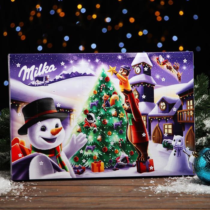 фото Набор шоколадных изделий (шоколадные конфеты ассорти, фигурный шоколад) милка «рождественски milka